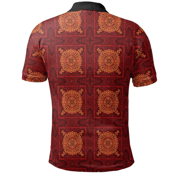 Red Square Kitenge Polo Shirt, African Polo Shirt For Men Women