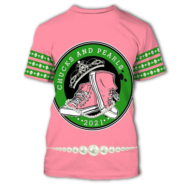 Chucks And Pearls 2021 Pink And Green T-shirt, African T-shirt For Men Women