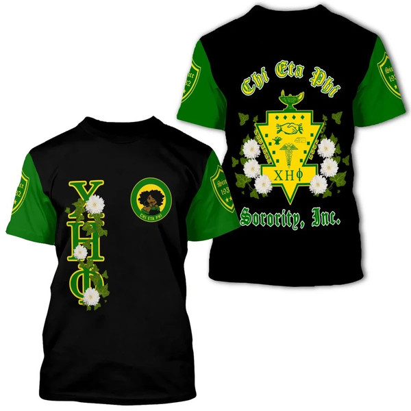 Chi Eta Phi White Chrysanthemum T-Shirt, African T-shirt For Men Women