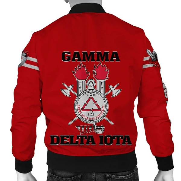 Gamma Delta Iota Red Letters Bomber Jacket, African Bomber Jacket For Men Women