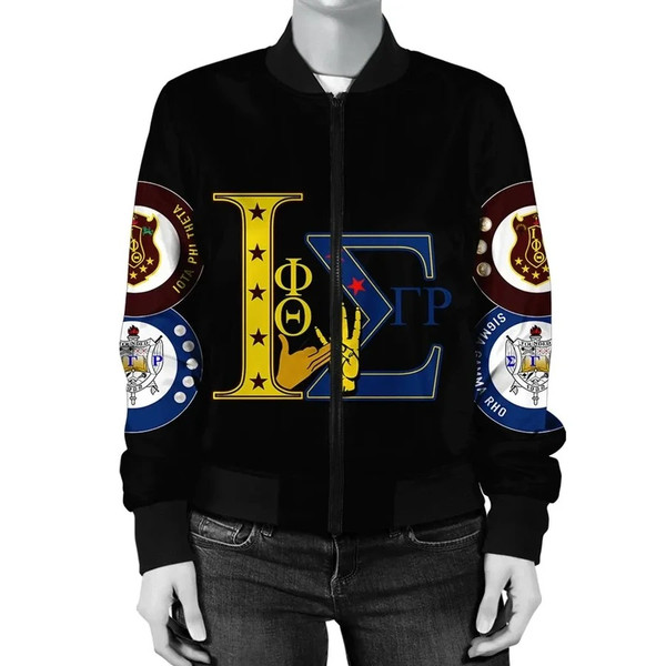 Iota Phi Theta Sigma Gamma Rho Black Bomber Jacket, African Bomber Jacket For Men Women