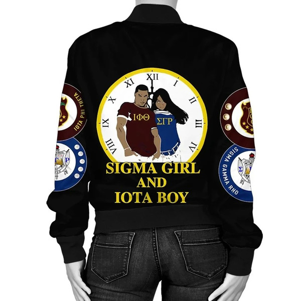 Iota Phi Theta Sigma Gamma Rho Black Bomber Jacket, African Bomber Jacket For Men Women