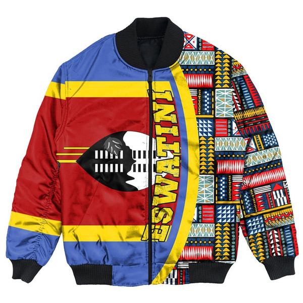 Eswatini Flag and Kente Pattern Special Bomber Jacket, African Bomber Jacket For Men Women