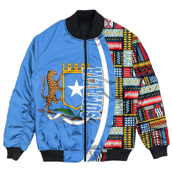 Somalia Flag and Kente Pattern Special Bomber Jacket, African Bomber Jacket For Men Women