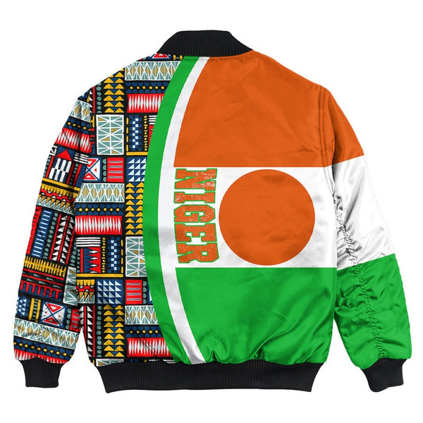 Niger Flag and Kente Pattern Special Bomber Jacket, African Bomber Jacket For Men Women