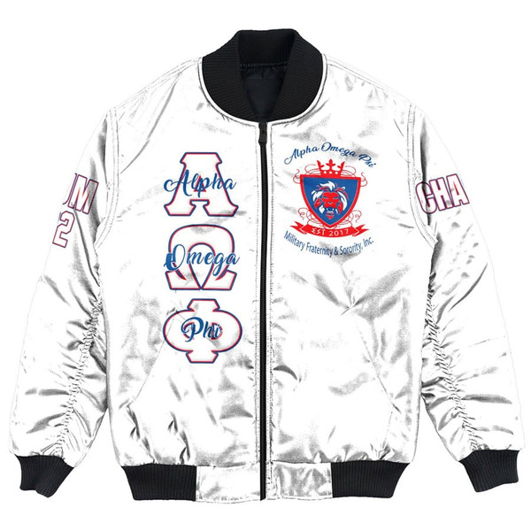 Custom Alpha Omega Phi (White) Bomber Jackets, African Bomber Jacket For Men Women