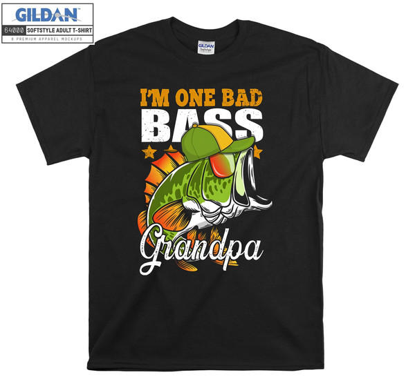 I'm One Bad Bass Grandpa Fishing T-shirt Hoody Kids Child To