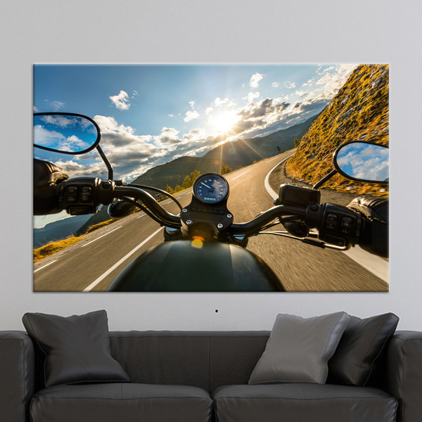 Canvas, Canvas Gift, 3D Wall Art, Motorcycle View Wall Decor, Landscape Canvas Art, Open Road Canvas Decor, Road Landscape Canvas,.jpg