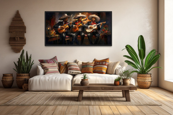 Mariachi Band Painting Canvas Print, Mexican Wall Art, Traditional Mexican Wall Decor Framed Ready To Hang.jpg