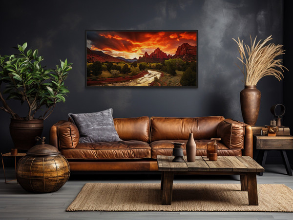 Zion National Park Sunset Photo Style Canvas Print, Utah Landscape Wall Art Framed, Unframed, Ready To Hang.jpg