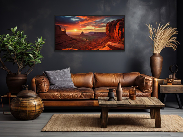 Monument Valley Sunset Photo Style Painting Canvas Print, Arizona Landscape, Southwest Wall Art, Ready To Hang.jpg