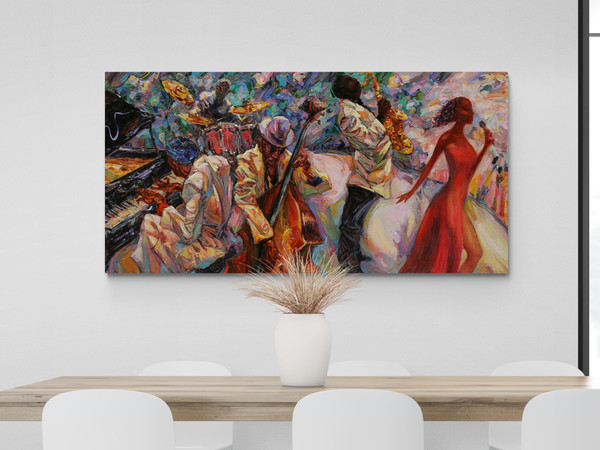 Music wall art Jazz Canvas Print, ROMAN NOGIN canvas PRINT, Music gift Jazz club decor Pianist saxophone Jazz Music Extra Large wall art.jpg