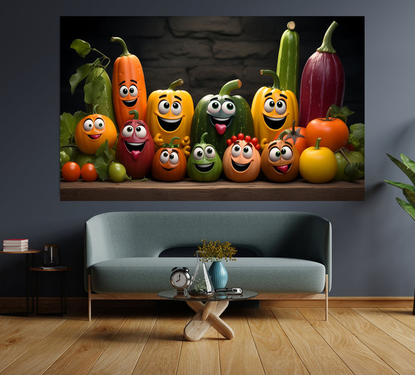 Funny Vegetables Kitchen Decor, Kitchen Wall Art, Live Vegetables wall Art, Home Decor, Kitchen Wall Decor, vegetarian wall art, Art Gift.jpg