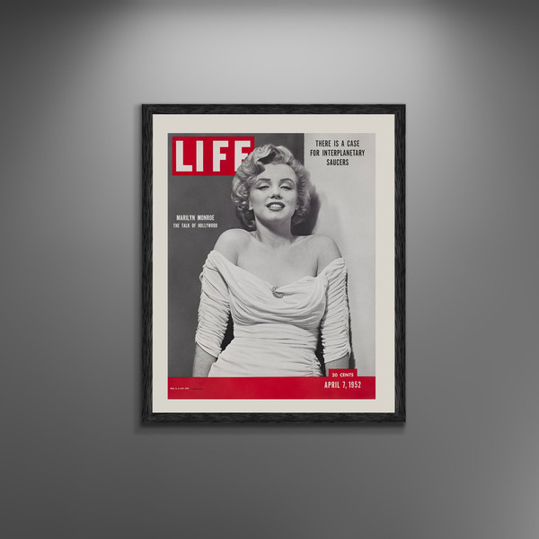 LIFE magazine, Marilyn Monroe's debut on the magazine's cover Photo Portrait Framed Canvas Print, Famous American actress, Vintage Poster.jpg