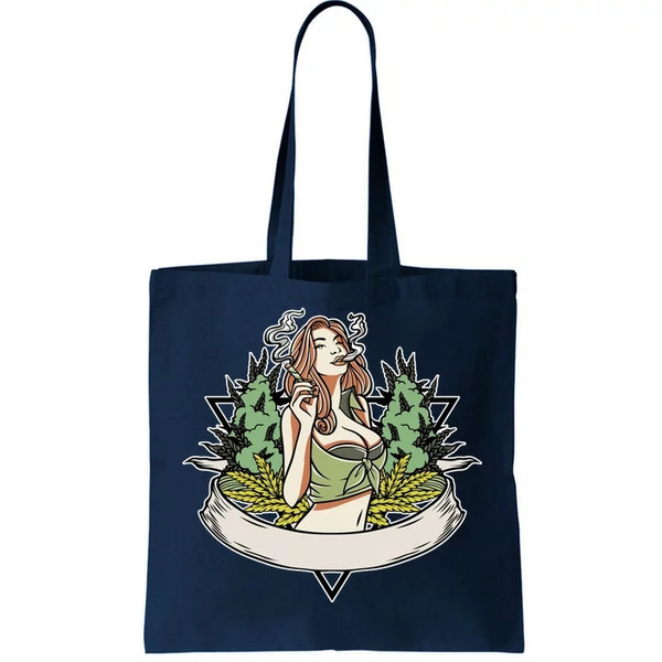 Cannabis Lady Smoking Pot Tote Bag.jpg