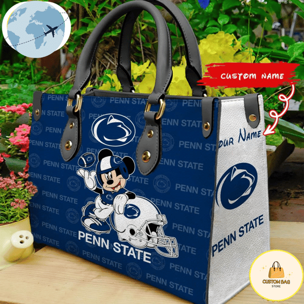 Custom Name Ncaa Penn State Nittany Lions Mickey Leather Bag