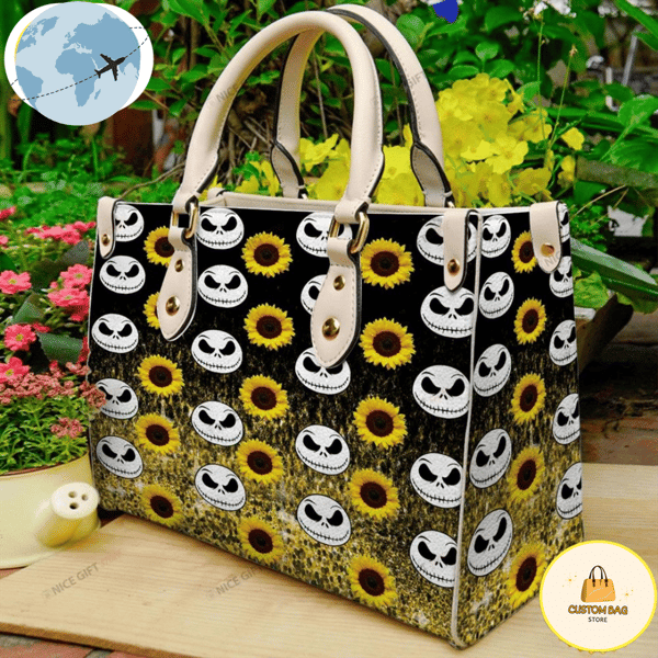 Jack Skellington Women 3D Sunflower Leather Bag.jpg