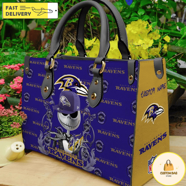 Baltimore Ravens NFL Jack Skellington Women Leather Bag.jpg
