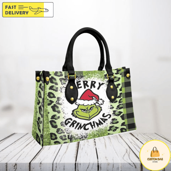 Grinch Leather Handbag,Grinch Christmas Handbag,Grinch Lovers Handbag 15.jpg