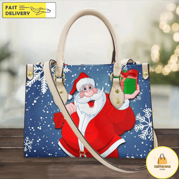 Santa Claus Christmas Women 3D Handbags, Merry Christmas Bag, Christmas Leather Bag 2.jpg
