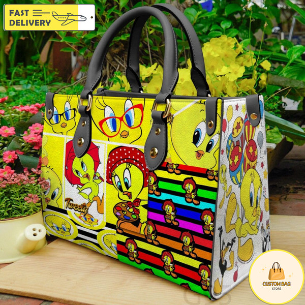 Tweety Bird Leather Handbag,Tweety Bird Leather Bag,Tweety Bird Crossbody Bag 1.jpg