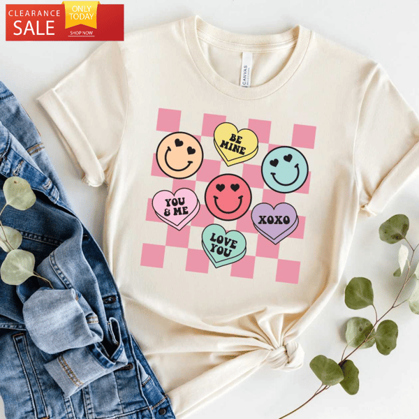 Candy Heart Valentine T Shirts for Women Best Valentine Gift for Wife - Happy Place for Music Lovers.jpg