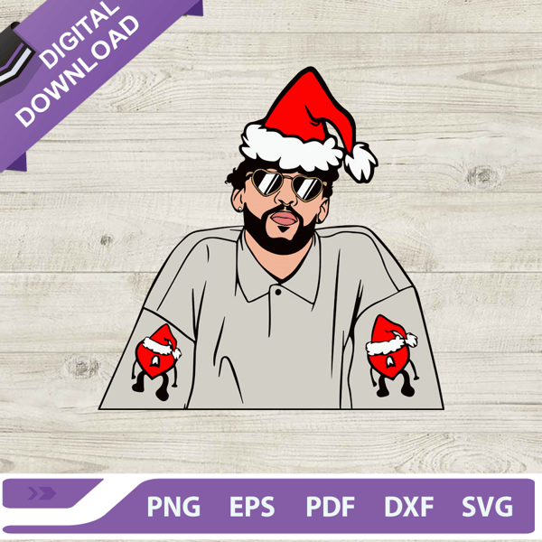 Bad bunny santa hat SVG, Santa Hat SVG, Bad Bunny Christmas SVG.jpg