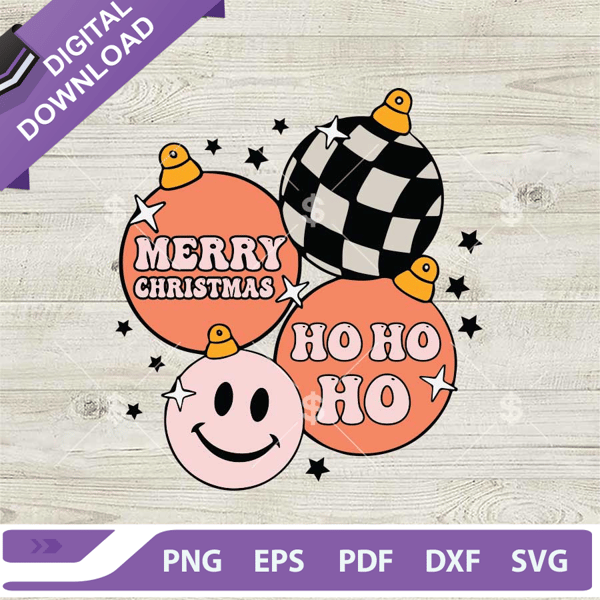 Hohoho Smiley Ornaments SVG, Merry Christmas SVG, Christmas Decoration Ball SVG.jpg