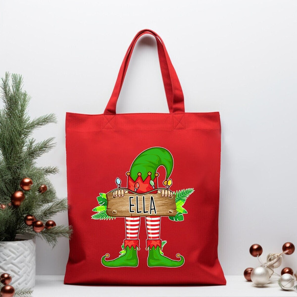 Custom Name Christmas Tote Bag, Personalized Christmas Gifts, Christmas Bag, Xmas Elf Bag, Kids Christmas Gifts, Elf Christmas Canvas Bag.jpg