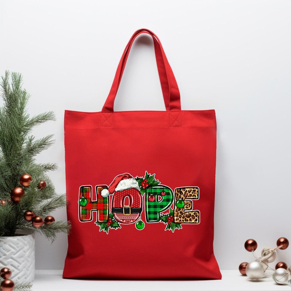 Hope Bag, Christmas Hope, Christmas Wishes, Gift For Cancer Fighters, Cancer Awareness, Christmas Tote Bag, Xmas Canvas Bag, Shoulder Bag.jpg