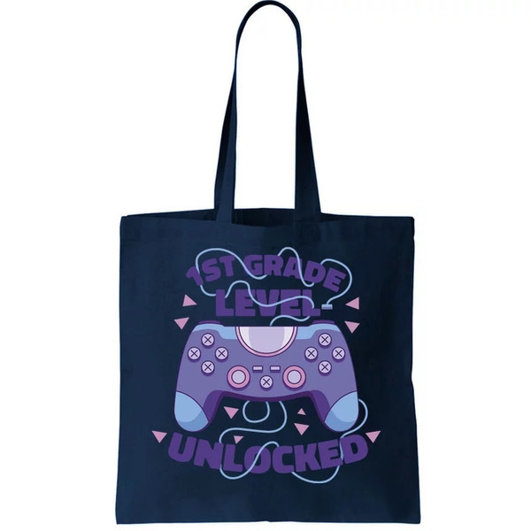 1st Grade Level Unlocked Back To School Gamer Tote Bag.jpg