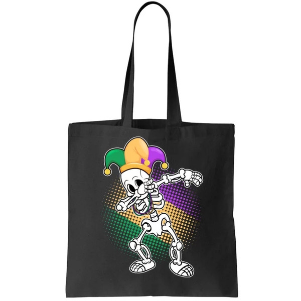 Dabbing Mardi Gras Skeleton Tote Bag.jpg