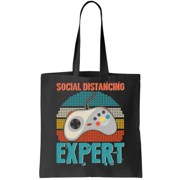 Retro Social Distancing Expert Video Gamer Tote Bag.jpg