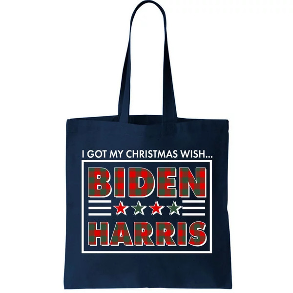 I Got My Christmas Wish Biden Harris Buffalo Plaid Tote Bag.jpg