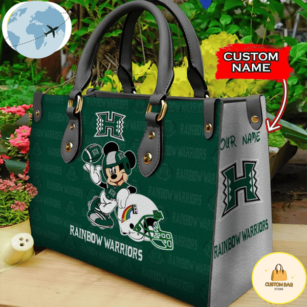 Custom Name Ncaa Hawaii Rainbow Warriors Mickey Leather Bag.jpg