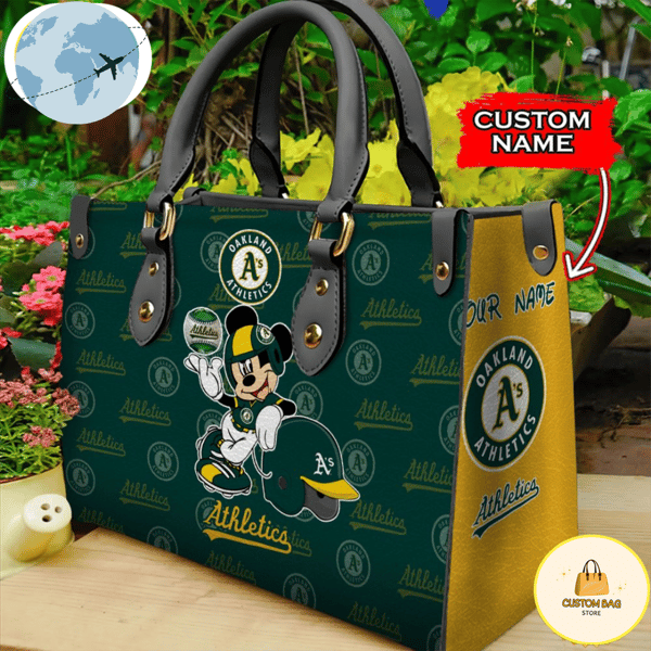 Custom Name USA MLB Oakland Athletics Mickey Leather Bag.jpg