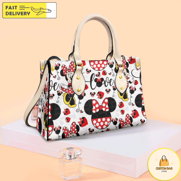 Cute Minnie Icons Handbag, Anniversary Mickey Handbag, Disney Leatherr Handbag.jpg