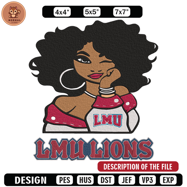 Loyola Marymount girl embroidery design, NCAA embroidery, Embroidery design, Logo sport embroidery,Sport embroidery..jpg