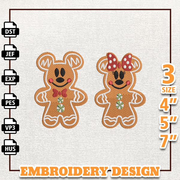 Christmas Gingerbread Mouse Embroidery Design, Christmas Cartoon Movie Embroidery File, Instant Download.jpg