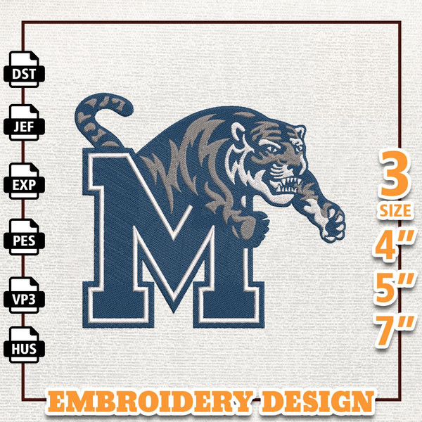 NCAA Memphis Tigers, NCAA Team Embroidery Design, NCAA College Embroidery Design, Logo Team Embroidery Design, Instant D.png