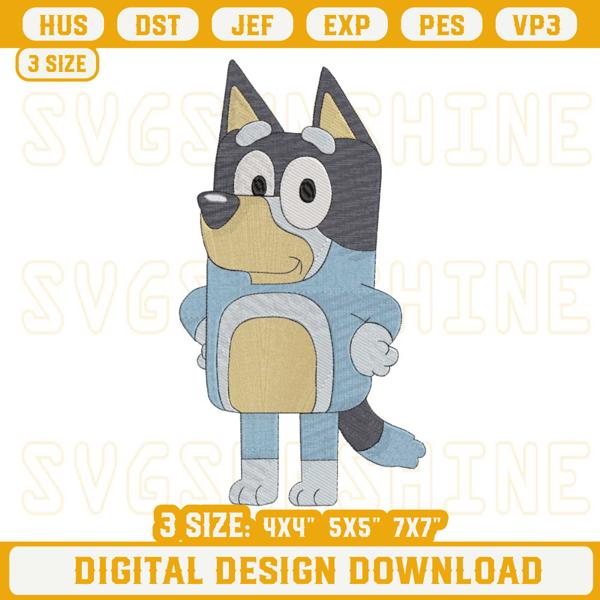 Bandit Bluey Cartoon Machine Embroidery Design File, Bluey Dog Embroidery Designs.jpg