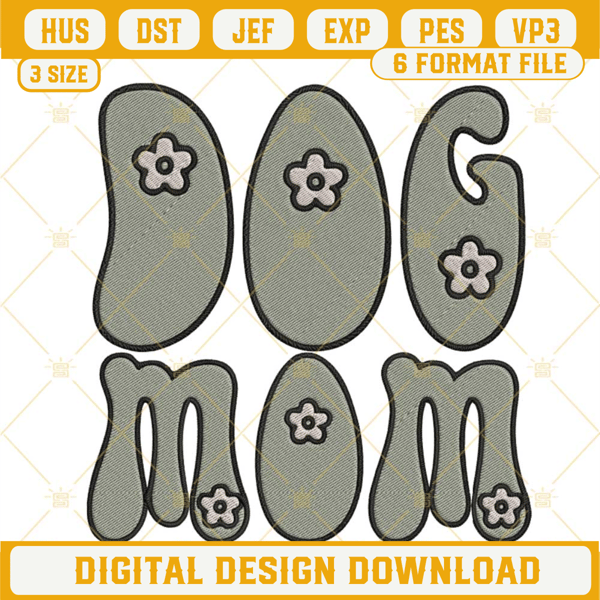 Dog Mom Retro Machine Embroidery Designs, Mothers Day Dog Lover Embroidery Pattern Files.jpg