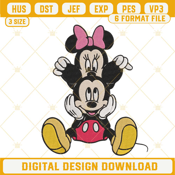 Funny Minnie And Mickey Machine Embroidery Designs, Disney Mouse Couple Embroidery Files.jpg