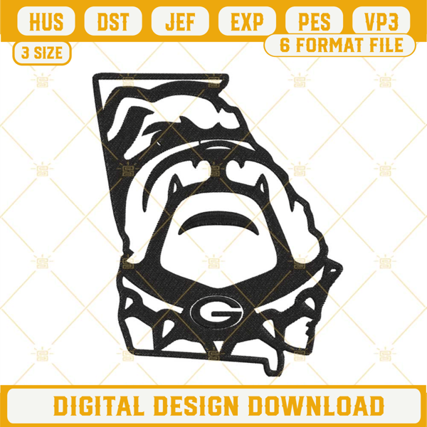 Georgia Bulldogs Football Logo Embroidery Designs, Georgia Map Embroidery Files.jpg