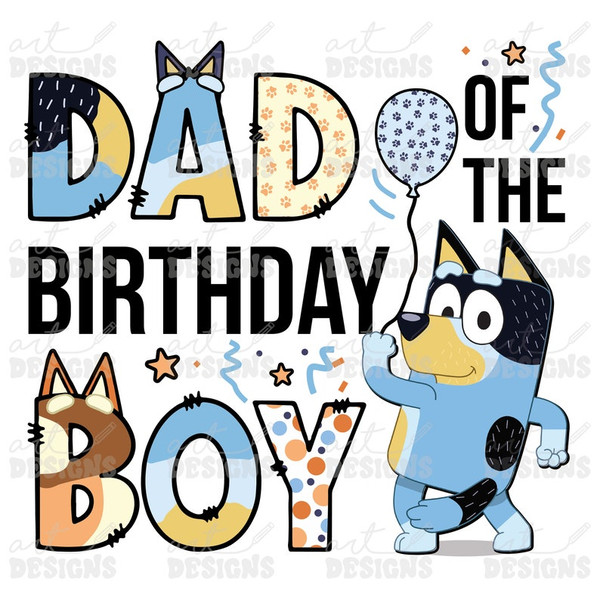 Blue Dog Dad of the Birthday Boy Clipart Elements, Letters Set, Blue Dog Sublimate Bday Party1.jpg