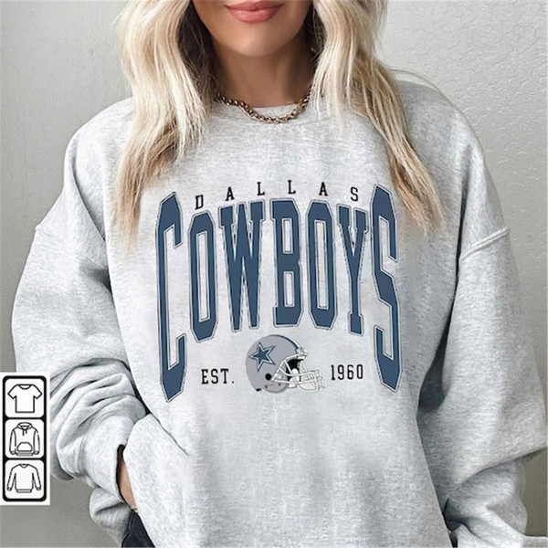 Dallas Cowboys Graphic Oversized Sunday Crew, Cowboys Crewneck Sweatshirt