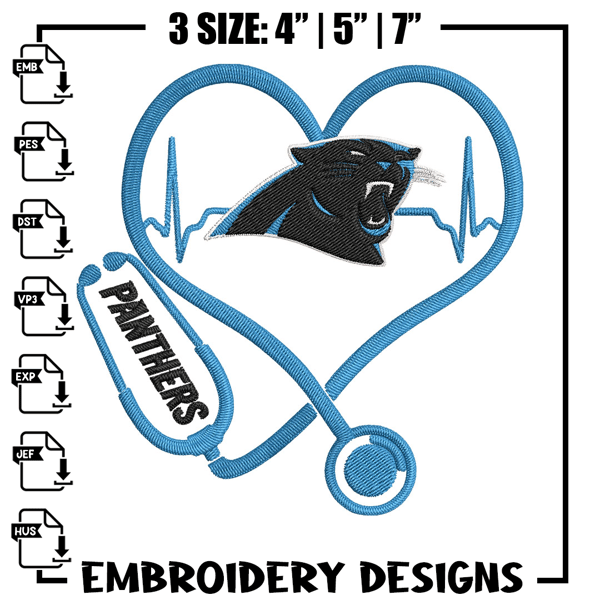 Stethoscope Carolina Panthers embroidery design, Carolina Panthers embroidery, NFL embroidery, logo sport embroidery.jpg