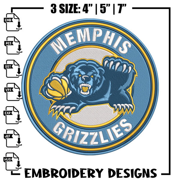 Memphis Grizzlies logo embroidery design,NBA embroidery,Sport embroidery,Embroidery design, Logo sport embroidery..jpg