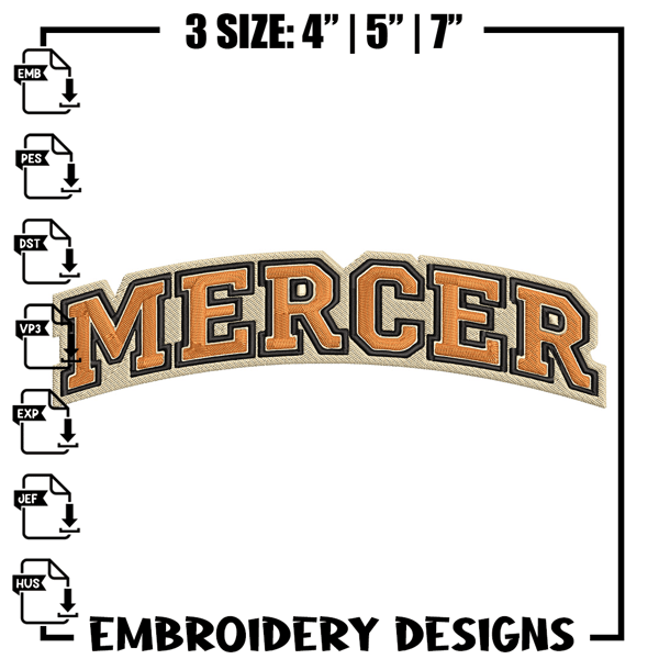 Mercer University logo embroidery design, NCAA embroidery, Sport embroidery, Logo sport embroidery,Embroidery design.jpg