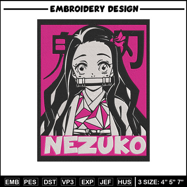 Kamado nezuko poster Embroidery Design, Demon slayer Embroidery, Embroidery File, Anime Embroidery, Digital download..jpg